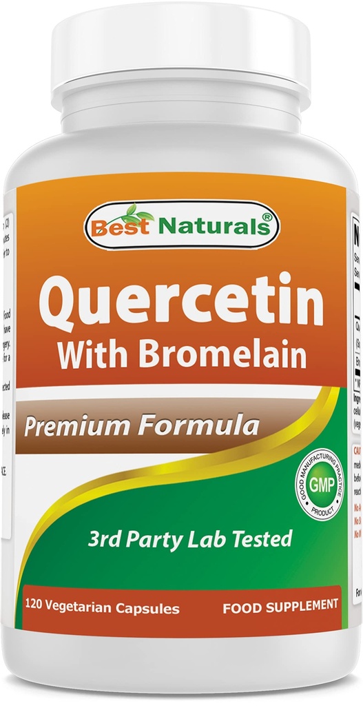 Parim looduslik Quercetin koos Bromelain Veggie kapsliga - 800 mg Quercetin & 165 mg Bromelain (2400 GDU / g), 120 krahv