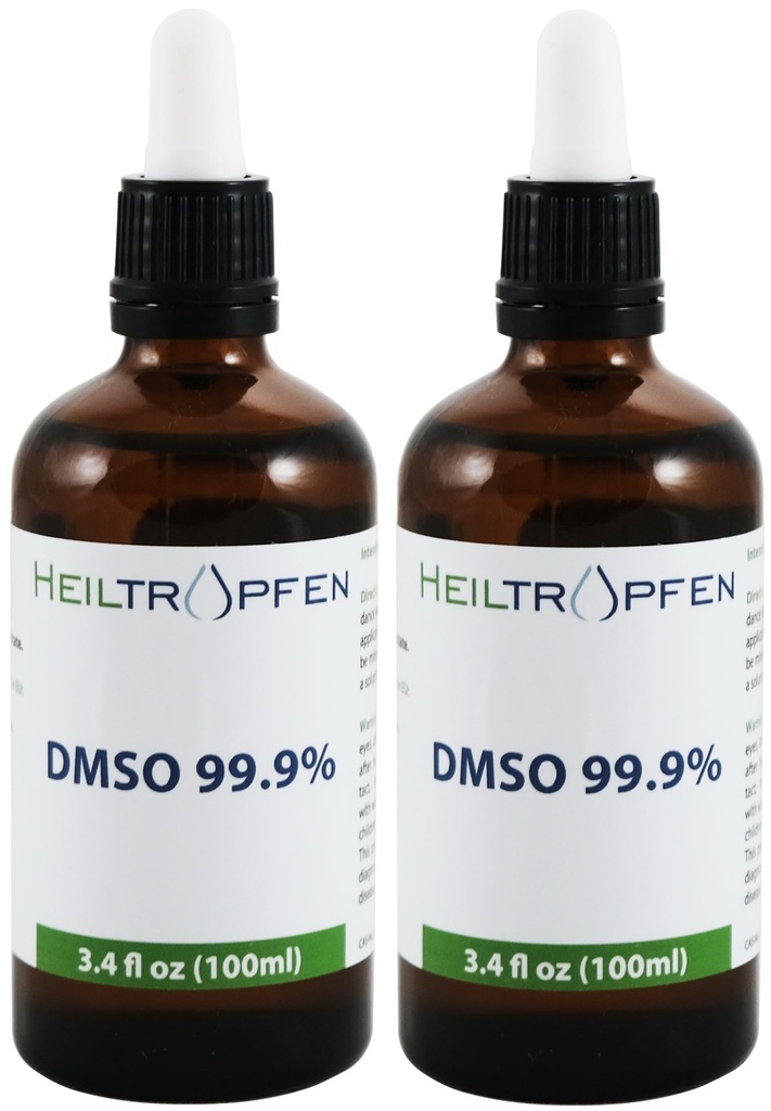 2X DMSO 99,9% Pharma koostisosad | Madal lõhn - dimetüülsulfoksiid vedelik | 2X 3,4 Oz - 2X 100 ml | Kõrge puhtus | Kahe  Se Heiltropfen® komplekt