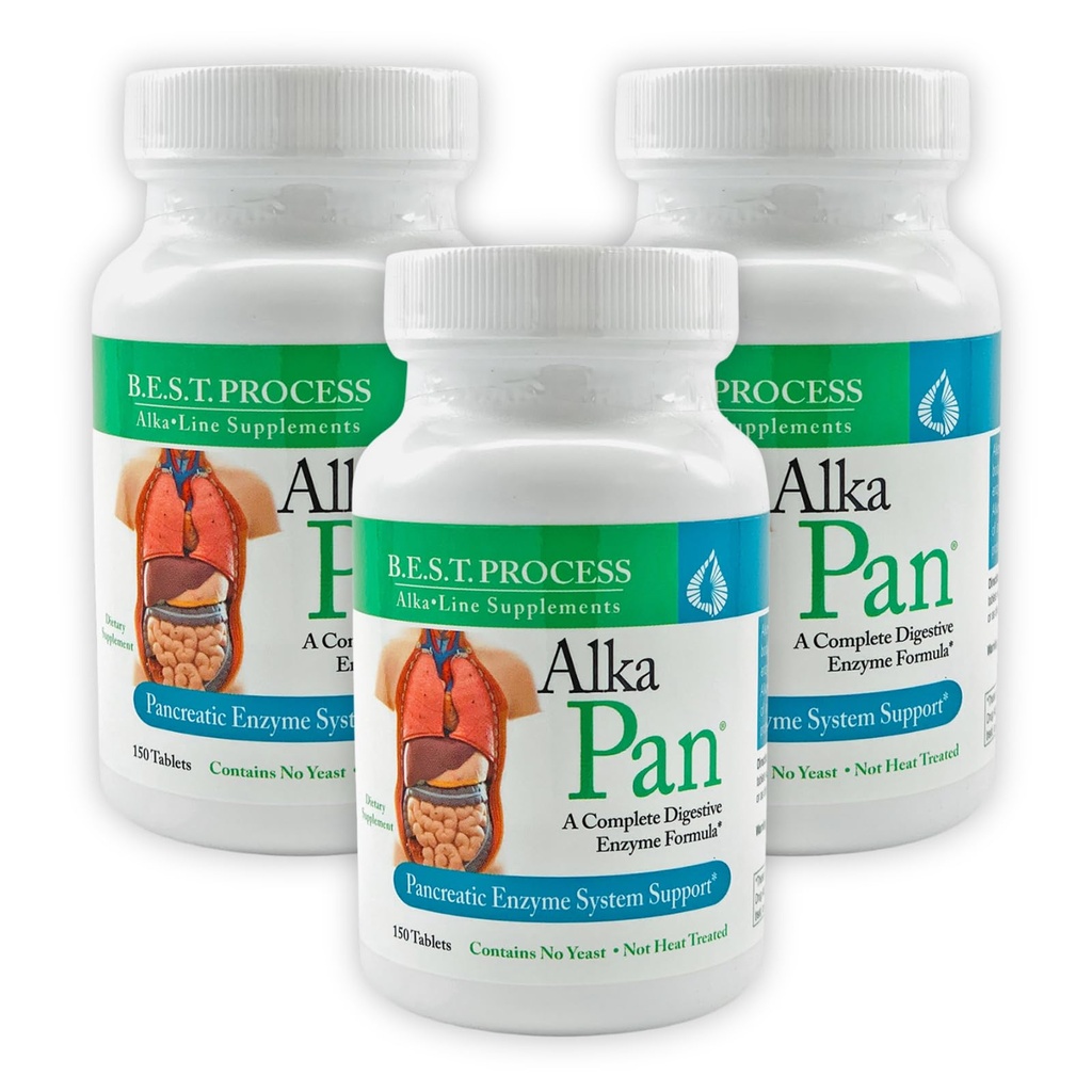 Alka•Pan (3 Pack) Parim protsessi leeliseline – looduslik seedeainelisand – pankrease ensüümid antioksüdant-rikaste supertoitude ja seedetaimedega