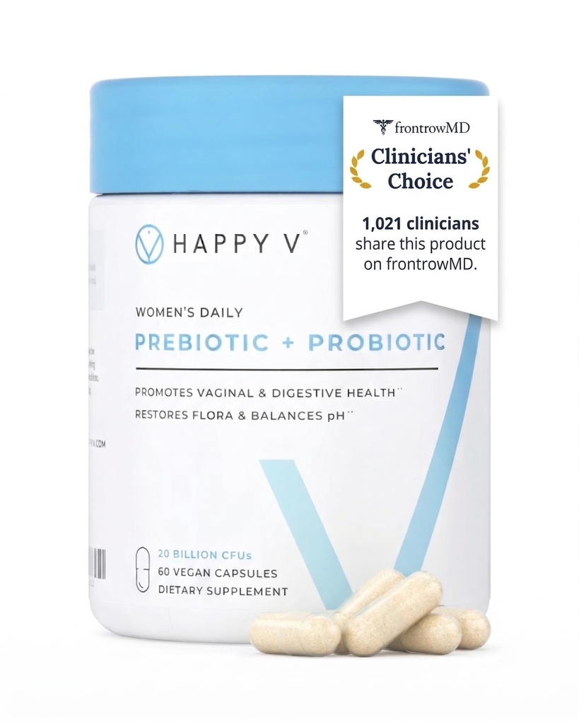 Happy V Dr. Formuleeritud Vaginaalsed Probiootikumid Naistele Lõhna ja sügeluse tugi, Kuseteede ja Soolestiku Tervis, pH tasakaal | Naiste igapäevane probiootikum patenteeritud prebiootikumidega ja Lactobacillus naise tervise jaoks