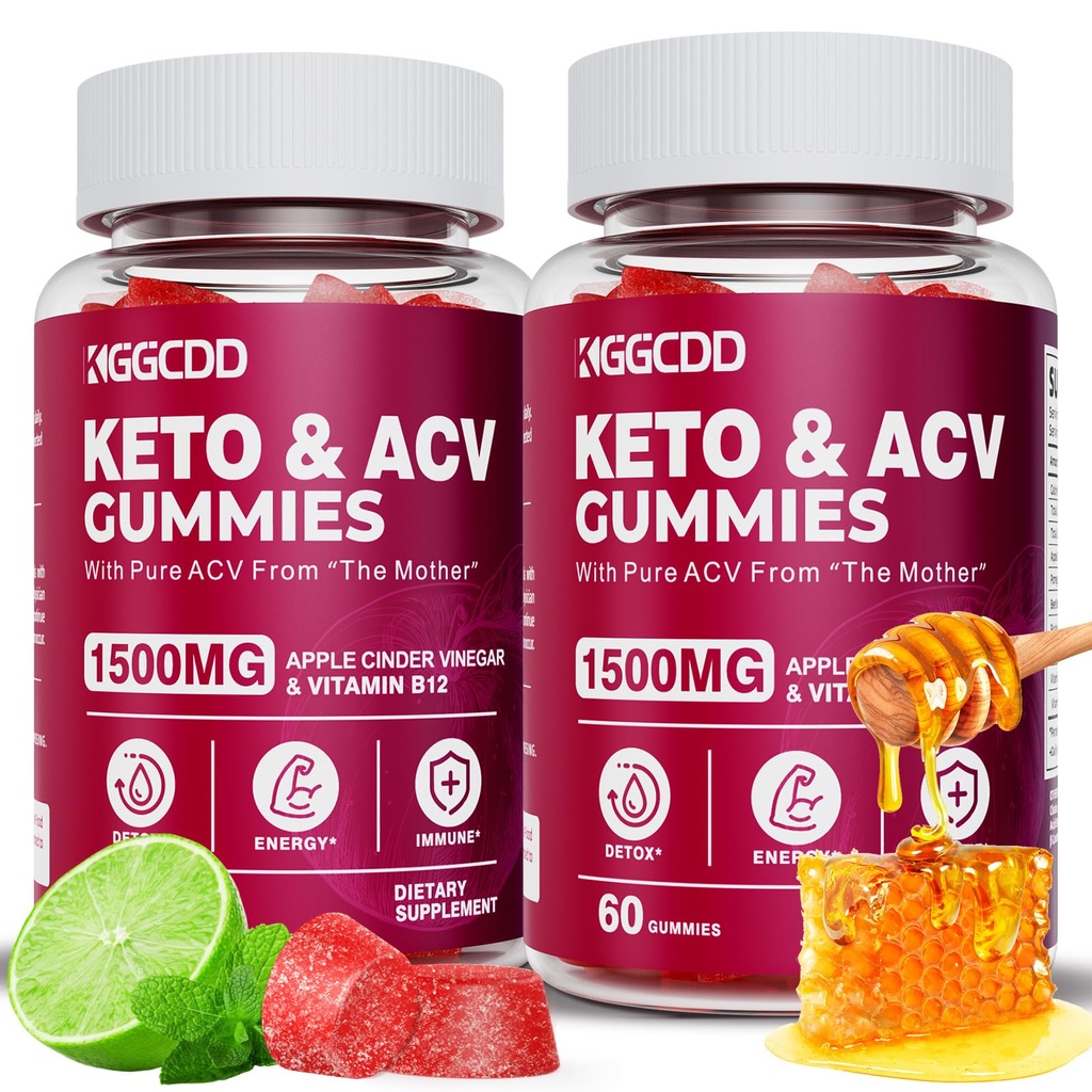 (2 Pack) Keto ACV Gummies1500MG Keto Gummies Õunasiider Äädikas Valmistatud Granaatõunapeedi Mahl Pulber B12 Vegan Mitte GMO 120 Gummys