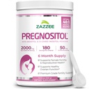 Zazzee PREGNOSITOL Pulber, 6-kuuline tarne, Myo-Inositool ja D-Chiro-Inositool 40: 1 Viljakussegu, Vaba Scoop täpse annuse jaoks, Premium tasakaalustatud valem, 183 Servings, Vegan, All-Natural ja Non-GMO
