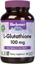 Bluebonnet Nutrition L-Glutatioon 100mg, vaba vorm Aminohape, vabade radikaalide kaitseks, sojavaba, gluteenivaba, mitte-GMO, Kosher Certified, Vegan, 30 köögiviljakapslit, 30 serveerimist