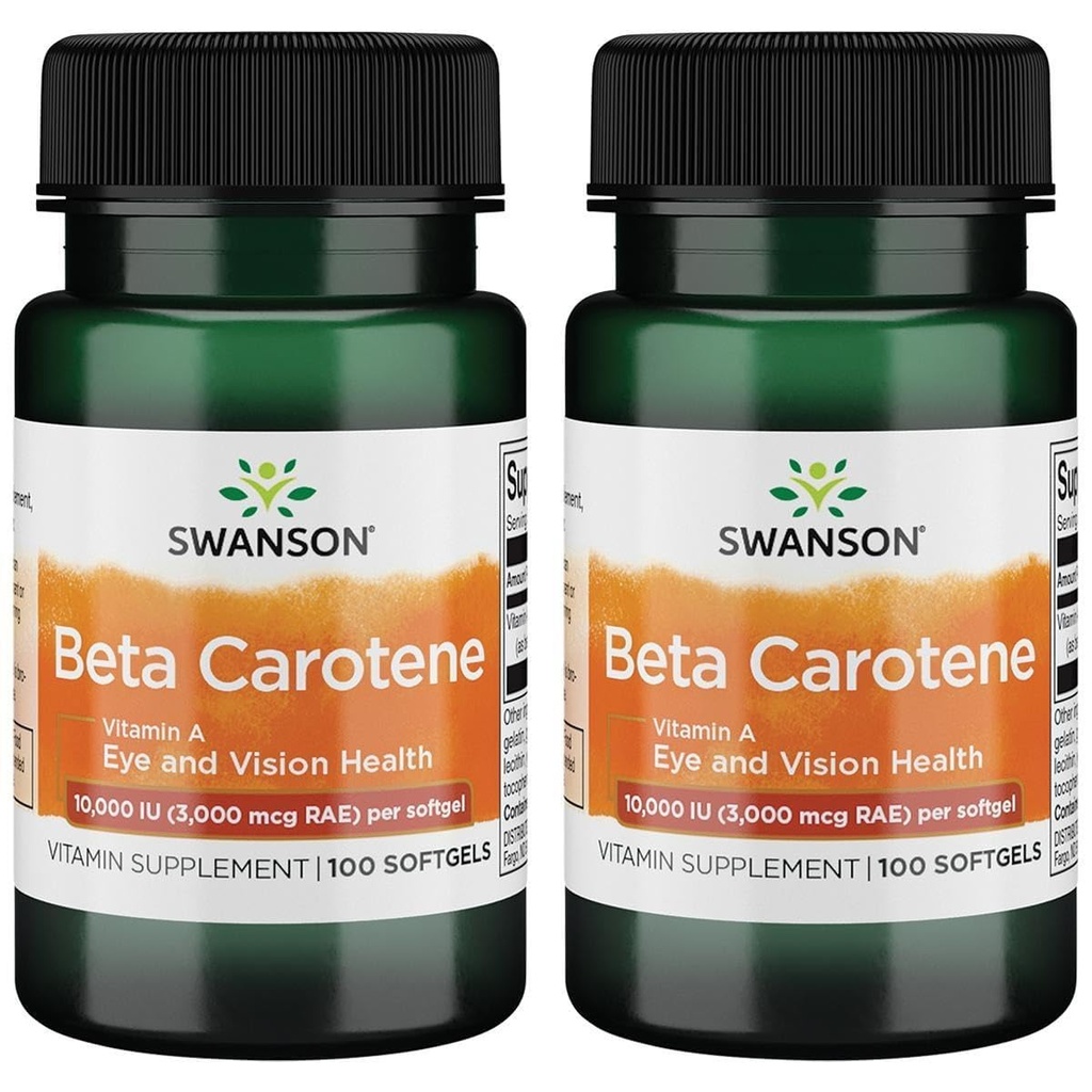 Swanson beeta- karoteen ( A-vitamiin) Naha silma immuunsüsteem Tervis Antioksüdant Toetus 10000 Iu (3000 mcg) 100 Softgels