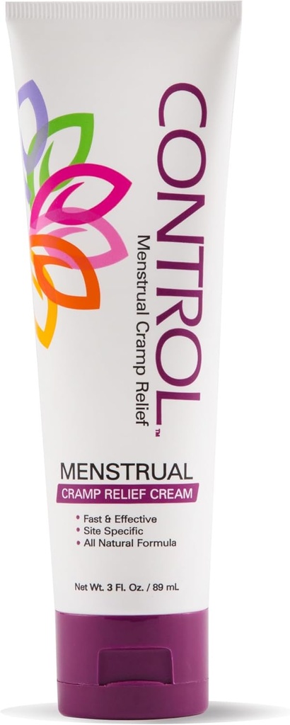 KONTROLL, menstruaalkrampide leevendamise kreem, aktuaalne valu leevendamine perioodi krampide ja PMS, perioodi leevendamise tooted, kiire ja tõhus, lihtne kasutada, ohutu igas vanuses, hormooni vaba, kõik looduslikud, 3 oz Tube.