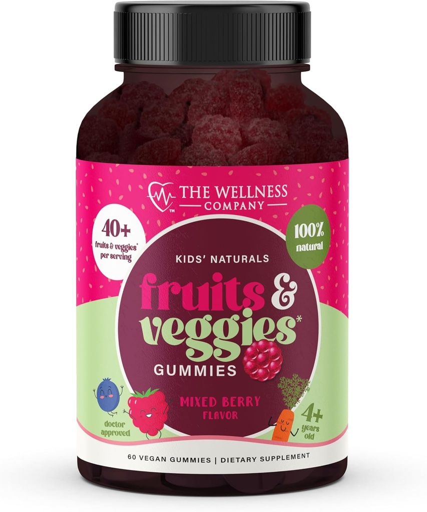 The Wellness Company Kids Naturals Fruits & Veggie Gummies - igapäevane toitumistoetus | 60ct (1 kuu pakkumine)