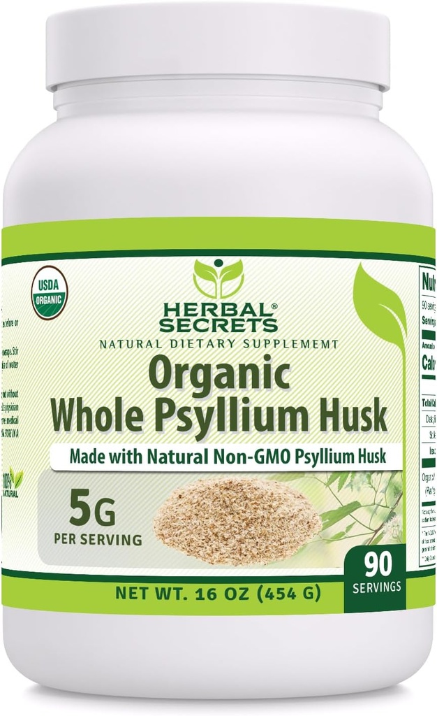 Taimsed saladused Terve Psyllium Husk Pulber Lisa | 5 Grams per Serving | Mitte-GMO | Gluteenivaba | Made in USA (16 Oz, 1 Pack)