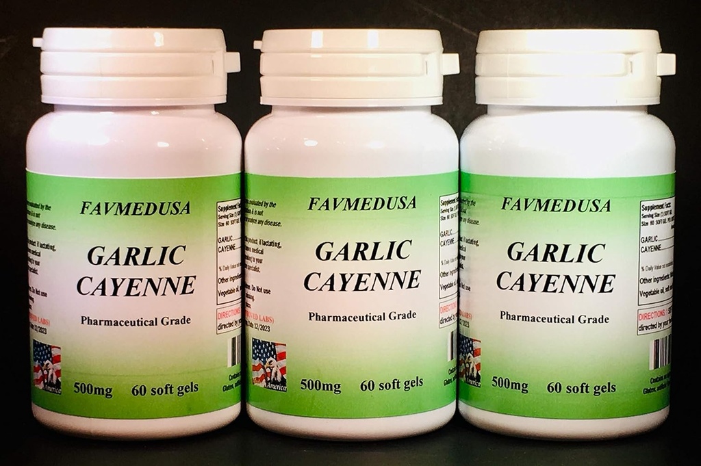 Küüslauk Cayenne, valmistatud USA-s - 180 (3x60) softgels