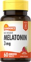 Sundance Melatonin 3mg Fast Dissolve | 60 Vegetarian Tablets | Natural Berry Flavor | Vegetarian, Non-GMO, and Gluten Free Supplement