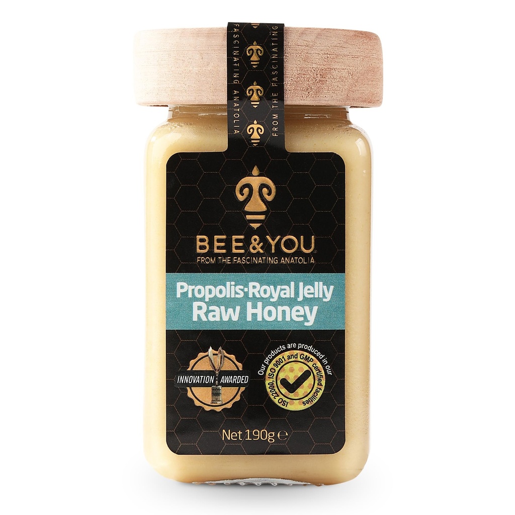 Bee and You Royal Jelly Toores Honey, Propolis Extract, 100% looduslik superfood, Ultra Pure, Immune Support Supplement, Antioksüdandid, Keto, Paleo, Gluteenivaba, 6,7 oz