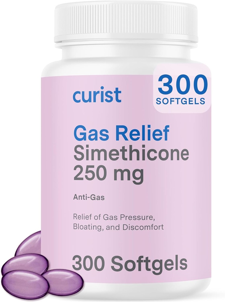 Curist Gas Relief Simethicone 250 mg Softgels (300 Count) - Seedetrakti leevendus, Bloating Relief & Anti Flatulence Gas Pills for Adults Aids Gas and Bloating Relief (300 Soft Gels)