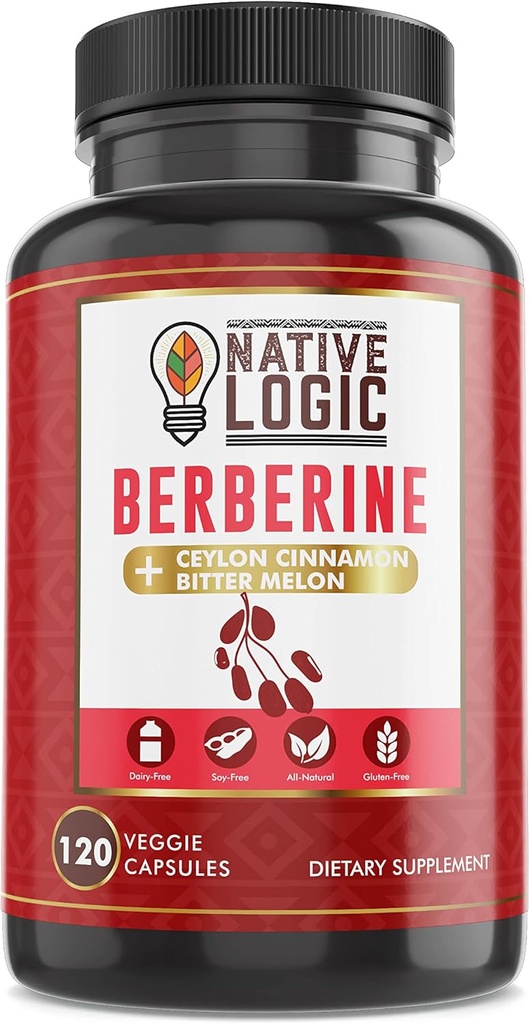 Berberine HCL 1200mg koos Ceyloni kaneeli, Mõru melon ja roheline tee ekstrakt | toetab südame-veresoonkonna ja GI Tervis koos immuunsüsteemi tugi – 120 kapslit