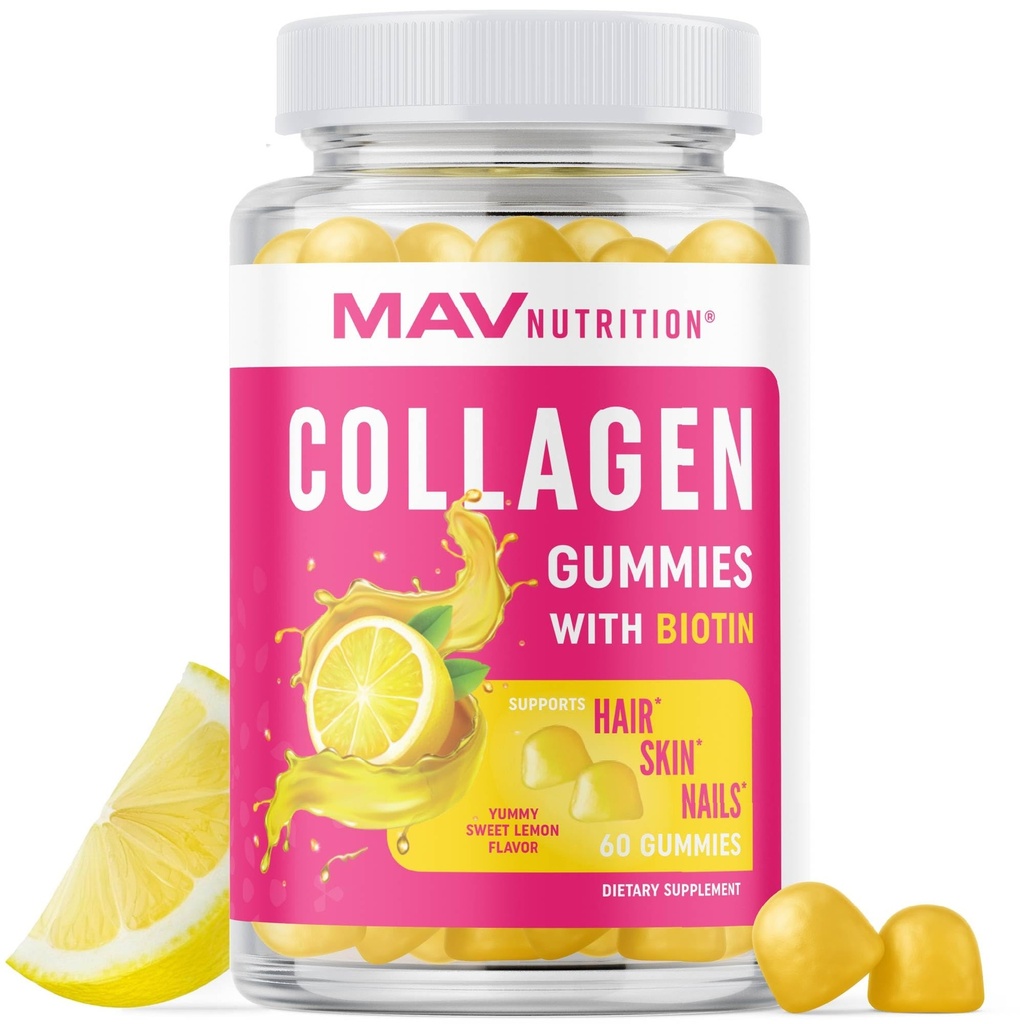 Kollageeni kummid naistele | 200mg hüdrolüüsitud kollageen + 2500mcg biotiin, C-vitamiini, E & tsink | Anti-vananemine, juuste kasv, nahk, tugevad küüned | Mitte-GMO kummi vitamiinilisandid | 60 loend