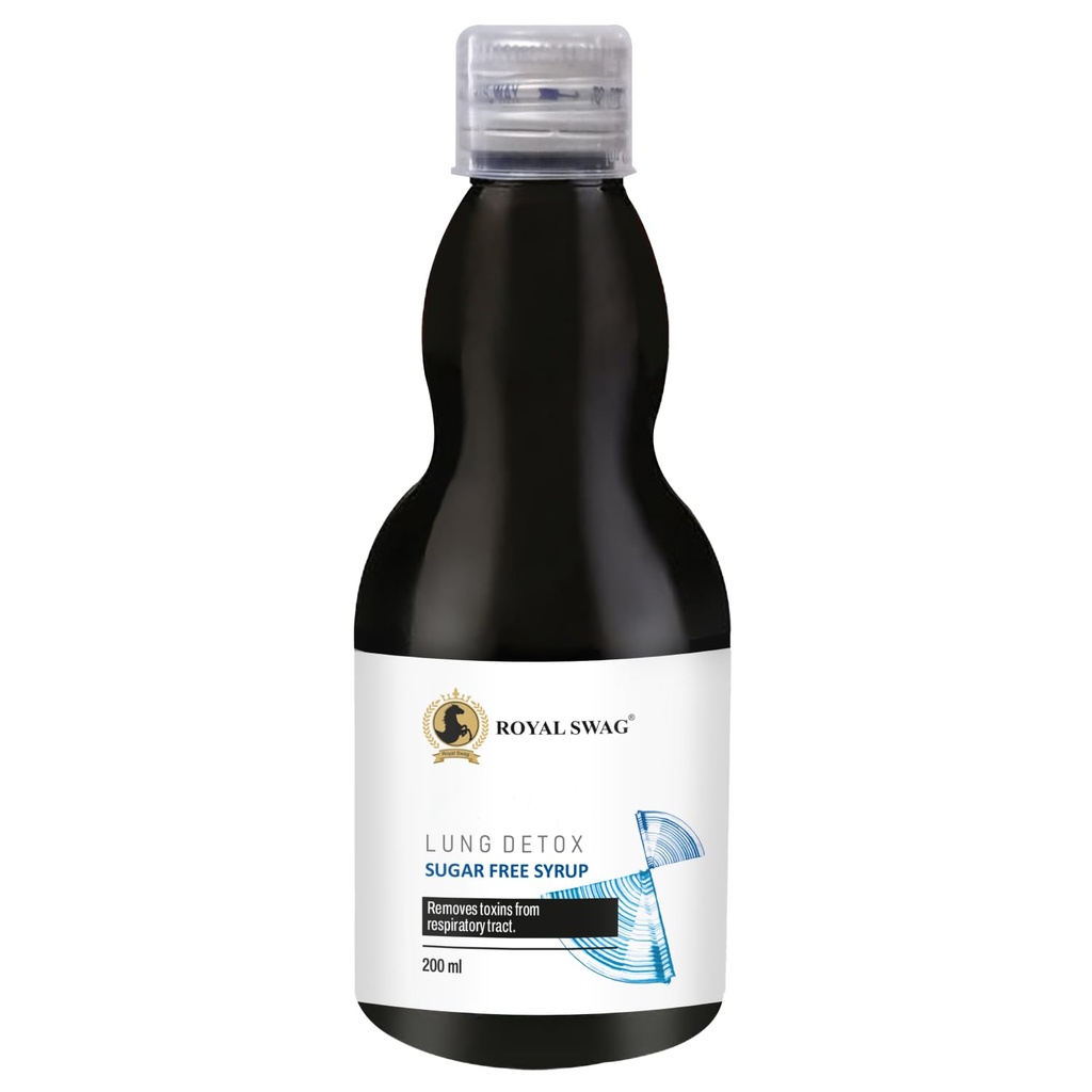 ROYAL SWAG Ayurvedic Lung Detox Syrup 200 ml Taimne täiendus | Valmistatud looduslikest ekstraktidest Tulsi, Mulethi, Vasava, Pippali ja kurkum | Suhkruvaba siirup kopsude puhastamiseks ja detoksifitseerimiseks