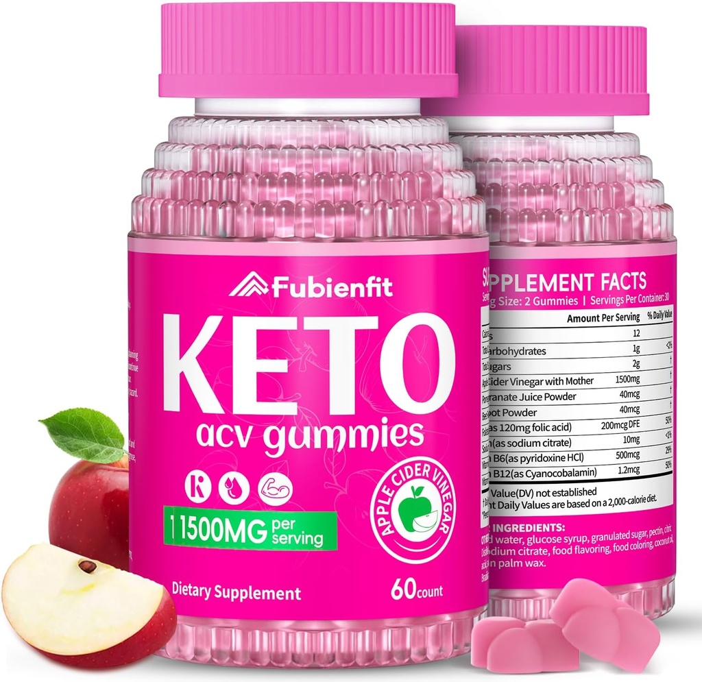 (2 Pack) Keto ACV Gummies Advanced Formula 1500MG Keto Gummies Apple Siider Äädikas Formuleeritud Granaatõunapeedi Mahl Pulber B12 Vegan Non GMO 120 Gummys