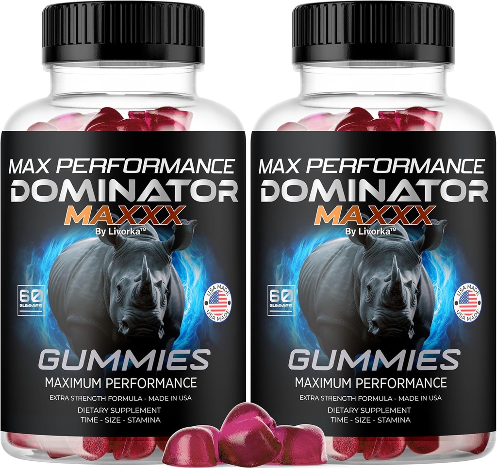 (2 Pack) Dominaator Maxx Gummies meestele - Dominaator Maxxx Natural Daily Nutrition Support Premium Advanced Formula Multivitamiini pillid üldise tervise ja heaolu, 120 Gummies 2 kuud