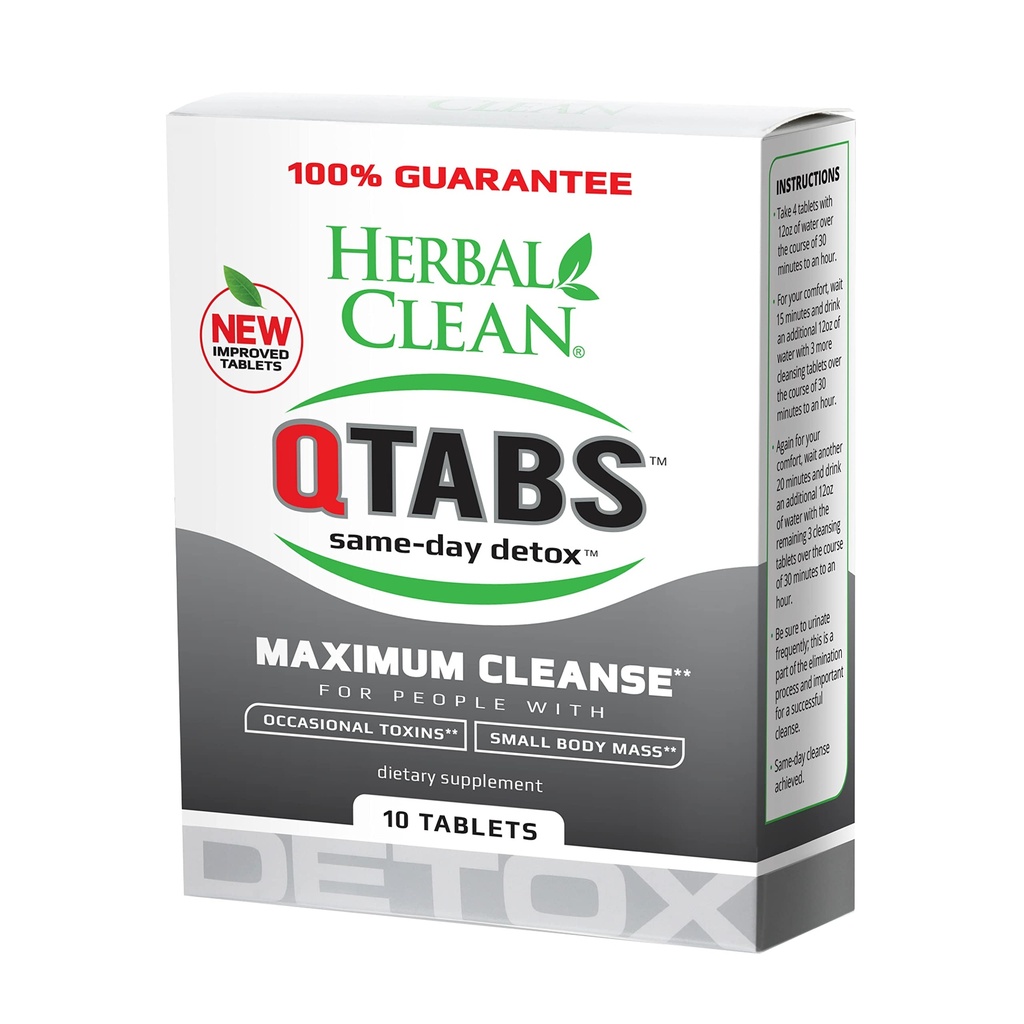 Taimne puhas - QTabs sama päeva detox, kaasaskantav ja diskreetne, 10 tabletti