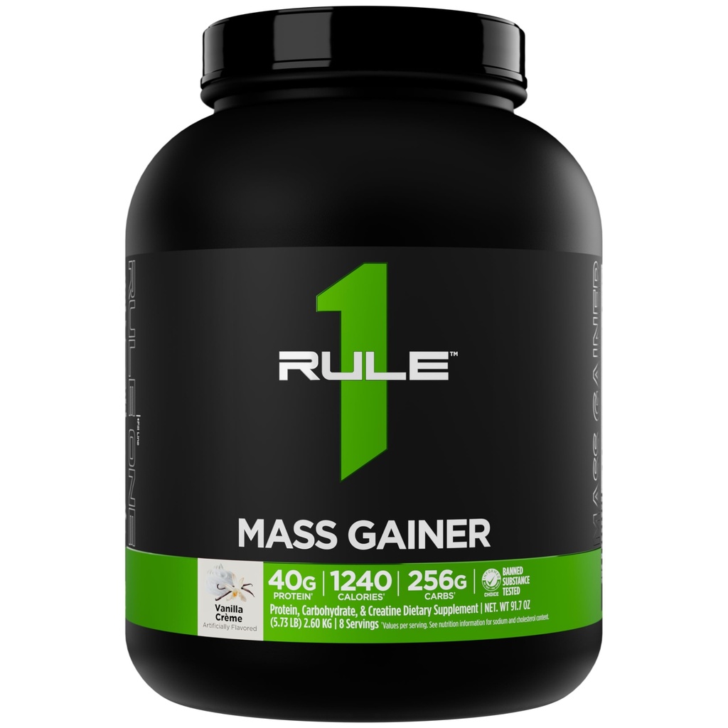 Reegel 1 Mass Gainer - Kõrge kalorsusega kaalutõusu valem 1220 + kalorit, 250 g + kompleksne süsivesikute segu, 40 g vadakuvalku serveerimise kohta (8 serveerimist, Vanilla Crème)