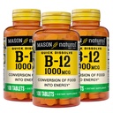 MASON NATURAL B,12 1000 mcg Kiire lahustamine, 300 päeva varu toidu tervislikuks muundamiseks energiaks (3 pakendit)