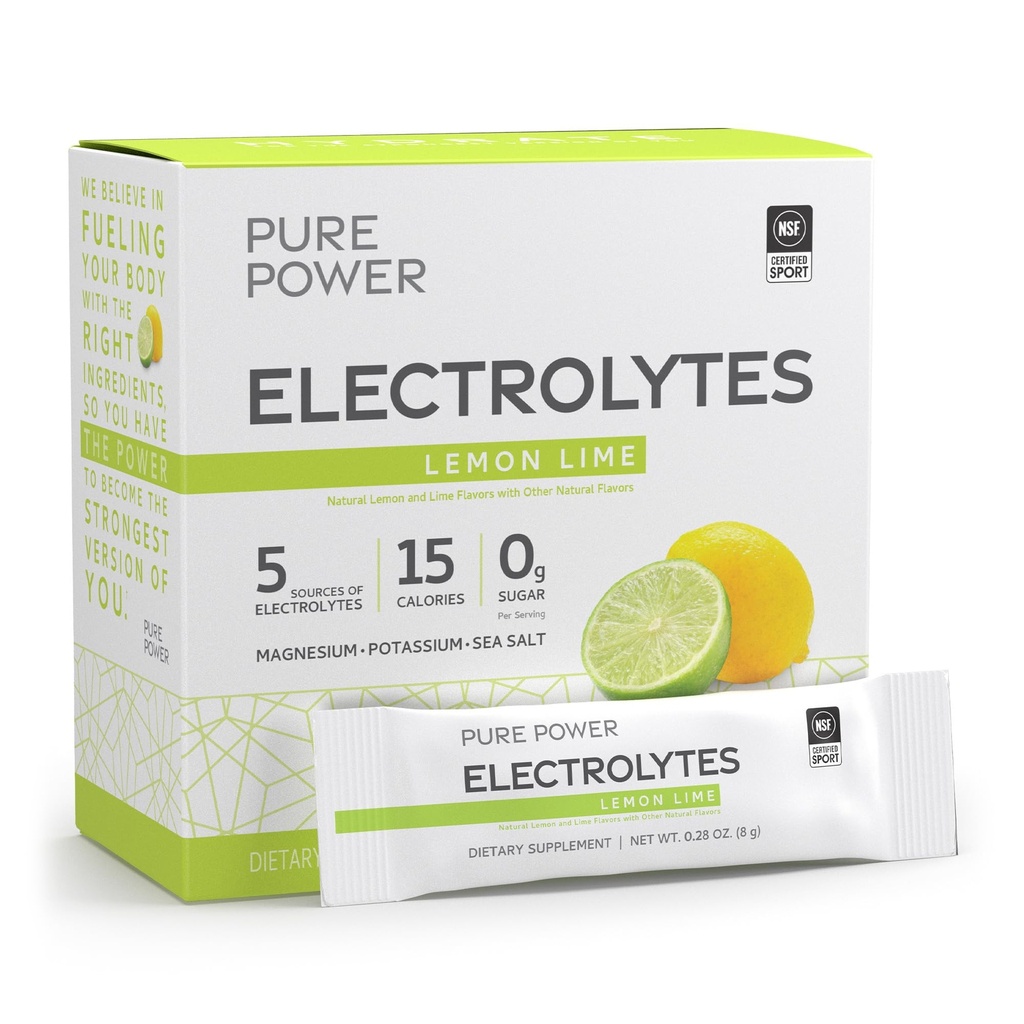 Dr Mercola Pure Power Elektrolüüdid - Toetab Hüdreerimist Ja Lihaste Funktsiooni - Magneesium & Kaalium Segu - 0 g Suhkur Serving - Sidrunlubja - 30 Pakki