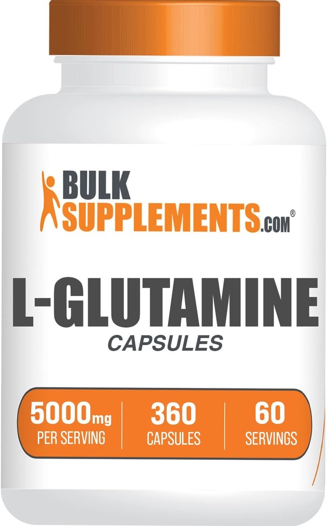 BulkSupplements.com L-Glutamiinkapslid - glutamiinilisand, aminohappelisand - gluteenivaba, 6 kapslit serveerimise kohta (5000 mg), 360 loend (pakk 1)