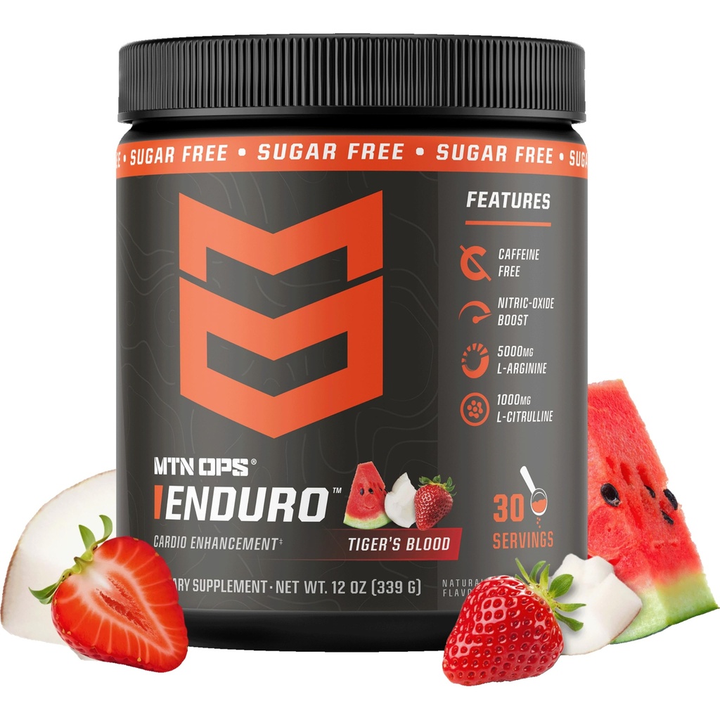 MTN OPS Enduro lämmastikoksiidi lisand ja stim-free eeltreening - 30 serveerimist - magneesiumtsitraadi, peedi juurepulbri, niatsiinamiidi, L-arginiin & L-tsitrulliin - tiigri veremaitse