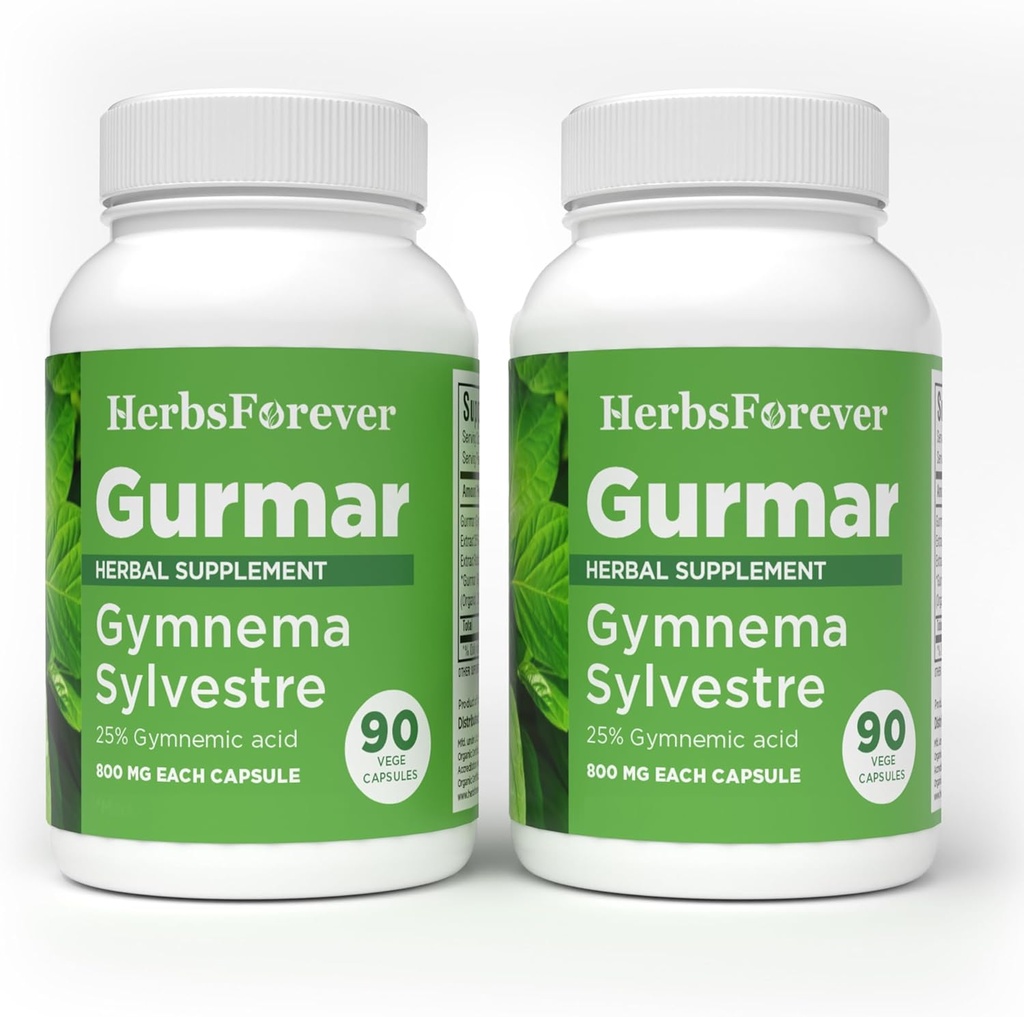Herbsforever Gurmar Kapslid – Gymnema Sylvestre – Taimne täiendus – 90 kapslit ( 2 pakendis)