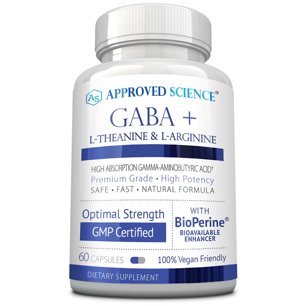 Heakskiidetud teadus GABA+ - rahulikkuse edendamine, une parandamine, meeleolu suurendamine - GABA, L-teaniin, L-arginiin, B6-vitamiin, bioperiin - kõrge imendumine - 60 kapslit - vegan