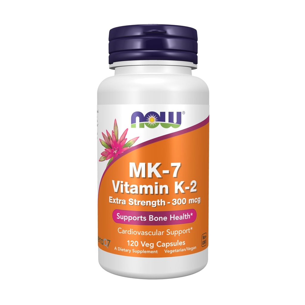 Nüüd toidulisandid, MK-7 vitamiin K-2 300 mcg, südame-veresoonkonna tugi *, toetab luu tervist *, 120 Veg kapslit