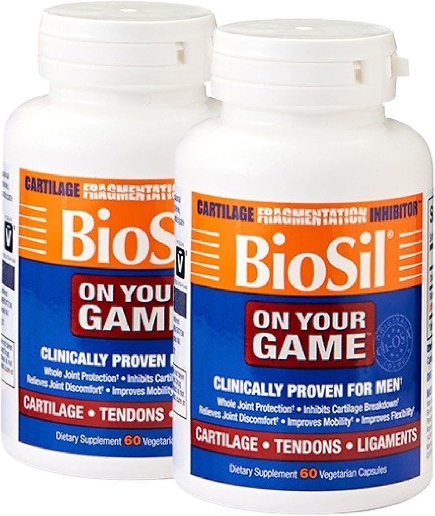 Biosil on Your Game - 60 Veggie kapslit, pakett 2 - koos patenteeritud ch-OSA kompleksiga - suurendada kollageeni tootmist liigesevalu leevendamiseks, paindlikkuseks ja liikumisulatuseks - GMO-vaba - 60-päevane pakkumine