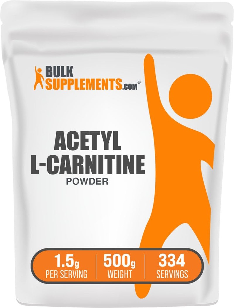 BulkSupplements.com Acetyl L-karnitiin pulber - nagu ALCAR HCl, karnitiini lisand - gluteenivaba, 1,5 g serveerimise kohta, 500 g (1,1 naela) (pakk 1)