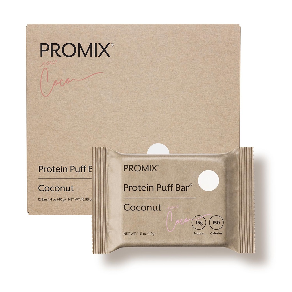 ProMix Nutrition Protein Puff Bars - Coconut - Vahukommi krõbe ravi - suurepärane maitse ja tervislik Go Snack - kõrge valgu ja madala kalorsusega - gluteeni, soja ja maisi - 12 baari