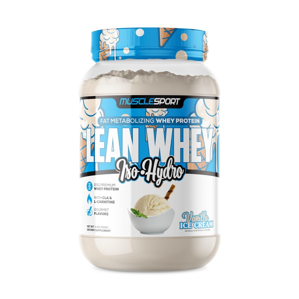 Musclesport Lean Whey RevolutionTM valgupulber - vadakuvalgu isolaat - madala kalorsusega, madala kalorsusega, madala rasvasisaldusega, uskumatud maitsed - 25 g valku Scoopi kohta (2LB, Vanilla)