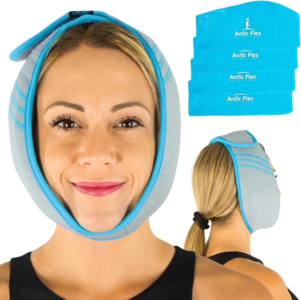 Vive Face Ice Pack Wrap for TMJ Pain Relief and Headache - Face Ice Pack for Jaw Surgery Recovery, Oral Surgery & Wisdom Hammaste ekstraktsioonid - Soojenduspadi pea & Chin - Kuum ja külm teraapia