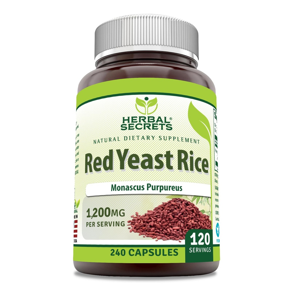 Taimsed saladused Punane pärmseente riis 1200 Mg serveerimise kohta, 240 Veggie kapslit Täiendus | Mitte-GMO | Gluteenivaba | Valmistatud USA-s