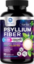 Psyllium Husk Fiber Supplement 1500mg - Vegan Prebiootikum, Lahustuv kiud igapäevaseks seedetrakti tervise ja korrapärasuse toetamiseks, looduslik Psyllium pulber korgid, suhkruvaba, mitte-GMO ja gluteenivaba - 60 kapslit