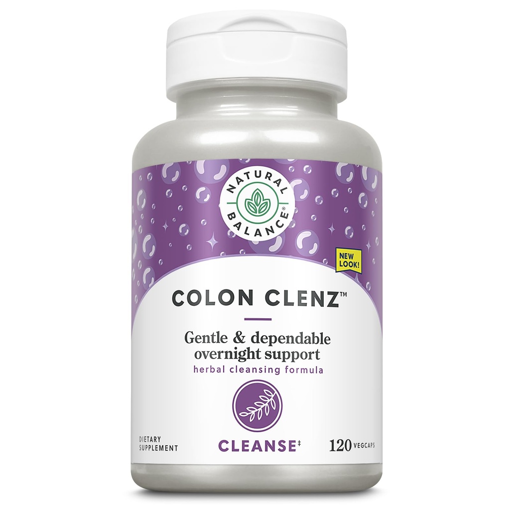 Looduslik tasakaal Colon Clenz | Taimne Colon Cleanse, Detox Cleanse ja seedetrakti tervise täiendus - õrn ja usaldusväärne üleöö valem - 60-päevane garantii (120 Servings, 120 VegCaps)