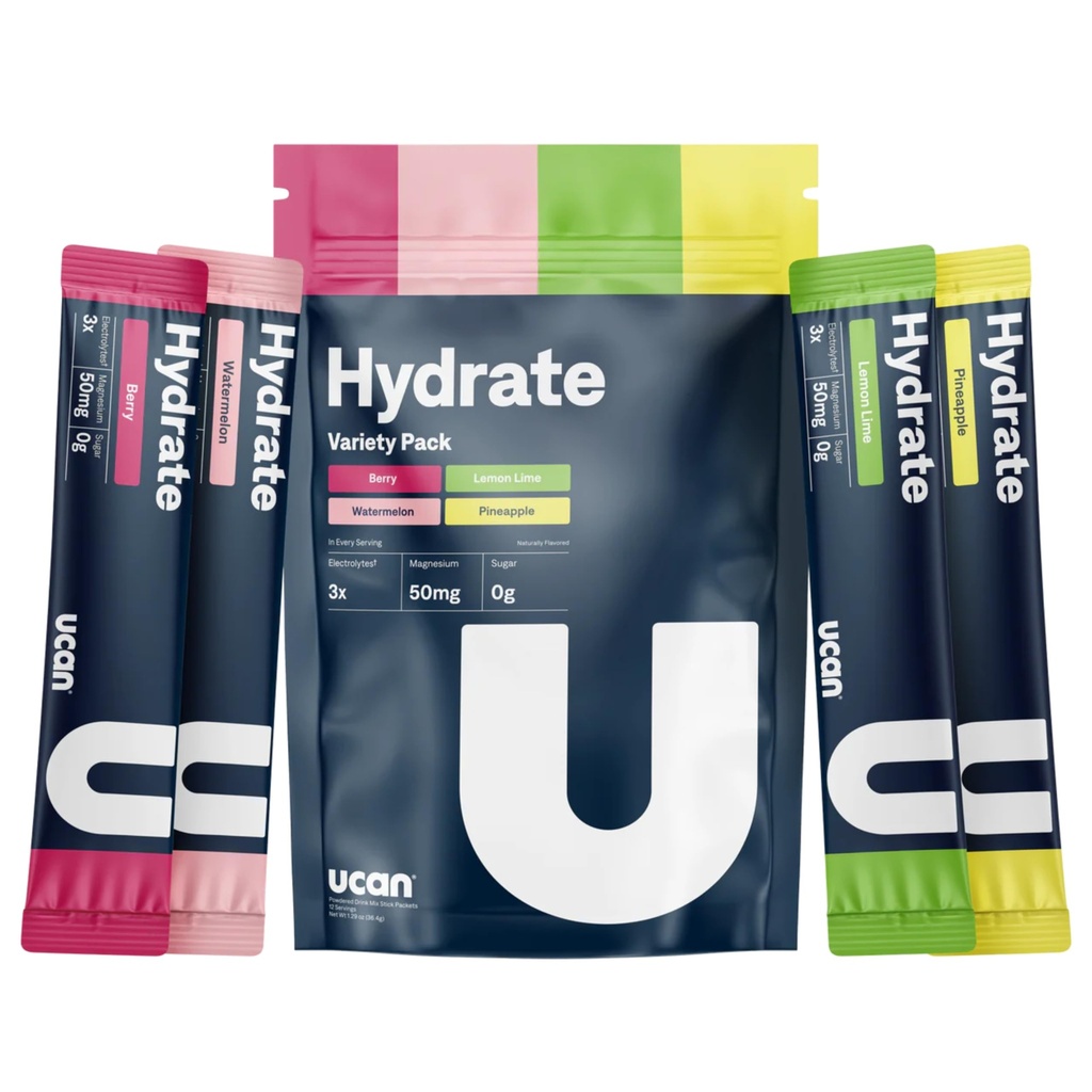 UCAN Hüdraat Elektrolüütide Joogi Segu (Variety Pack, 12 Stickpacks) Suhkruvaba, Keto-sõbralik, Vegan, Mitte-GMO, Gluteenivaba Elektrolüütide Pulber Kaaliumiga Ja Magneesium Jooksjatele Ja Sportlastele