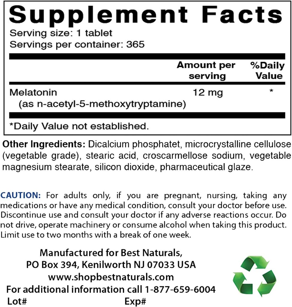 Parimad looduslikud melatoniin 12 mg ja biotiin 10 000 Mcg