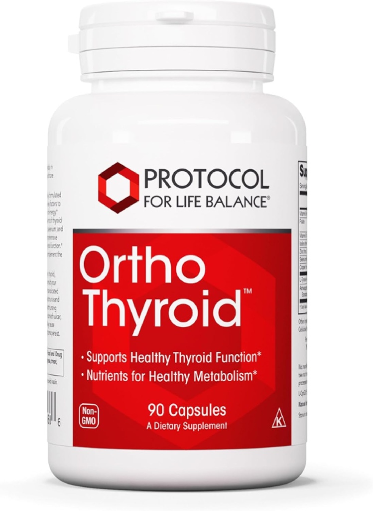Protocol Ortho Thyroid - Supports Healthy Thyroid Function* - with Ashwagandha, Zinc & Selenium - Non-GMO & Kosher - 90 Veg Capsules