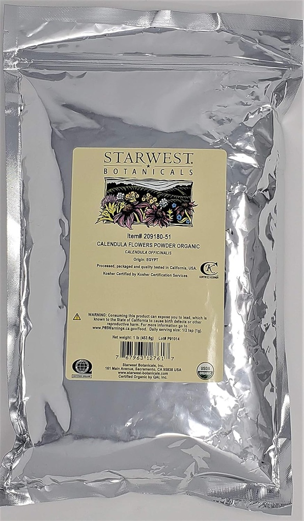 Starwest Botanicals Orgaaniline Kalender Lilled Pulber, 1 Nael