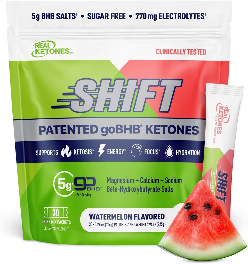 Real Ketones BHB Eksogeensed Ketoonid Jooge Segapakendid Keto Elektrolüüdid Pulberpakendid Ei Suhkrut 4 peamise paadunud elektrolüüdiga Plus Hüdreerimine Patenteeritud Keto BHB - 30 Count Arbuus