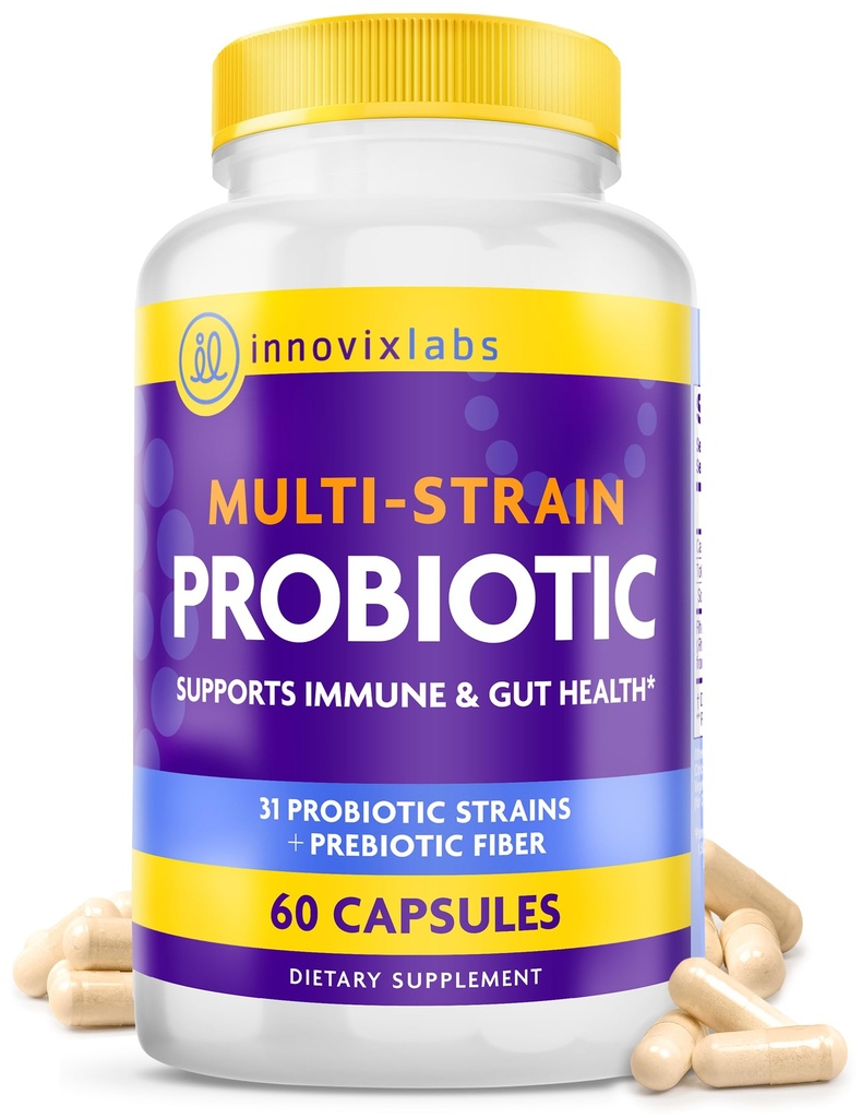 InnovixLabs Multi tüve probiootikumid naistele ja meestele - probiootiline täiendus - 50 miljardit CFU - soolestiku tervis, immuuntoetus, seedimine, Lactobacillus Acidophilus, prebiootikumid ja probiootikumid, 60 kapslit