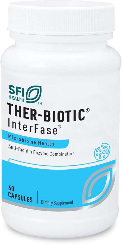 Klaire Labs SFI Health Ther-Biotic InterFase - Multi Enzyme Formula for Digestive Health & Gut Balance - Designed to Support a Healthy Microbiome (60 Capsules)