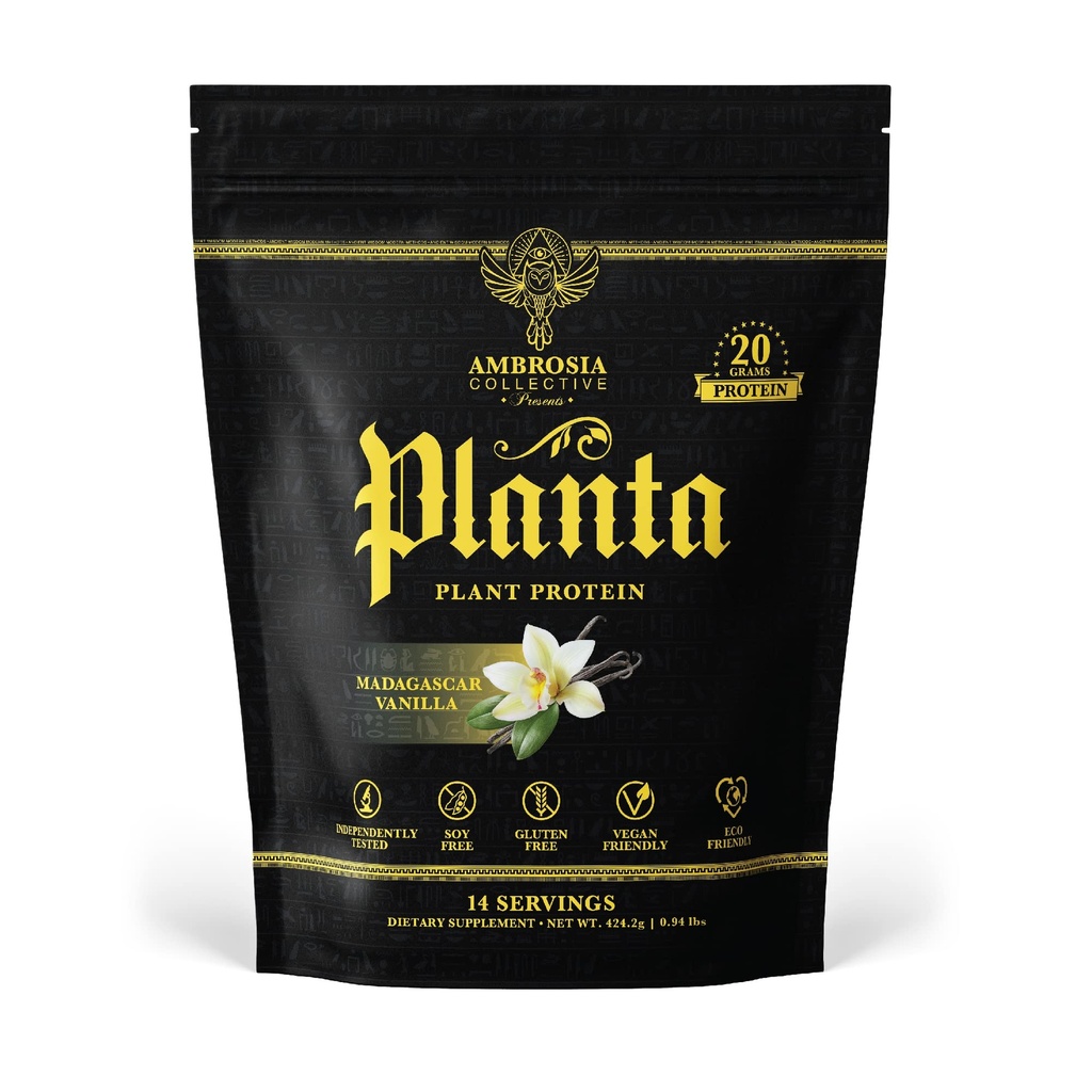 Ambrosia Planta - Premium Plant-Based Protein | Vegan & Keto Sõbralik | Gourmet Maitsed Ilma Puhumise või Mao Upset | Gluteen & Soja Vaba | Ei Lisatud Suhkur | 14 Servings | (Vanilla)