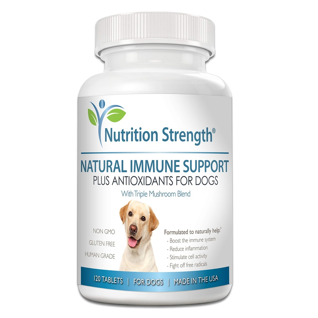 Immune Support for Dogs Plus Antioksüdant, Reishi, Shiitake, Maitake, Türgi Saba Seened koertele, koensüüm Q10, Selenium, A-vitamiin, 120 närimistabletti