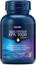 GNC Triple Strength Fish Oil EPA 1000 Mini, 1000mg Omega 3, Mini Softgels, Toetab Silma, Aju, Nahk, Tervislikud Triglütseriidid, Süda, Liigesed, Kaetud, Et Kontrollida Kalaprügi, 45 Servingut