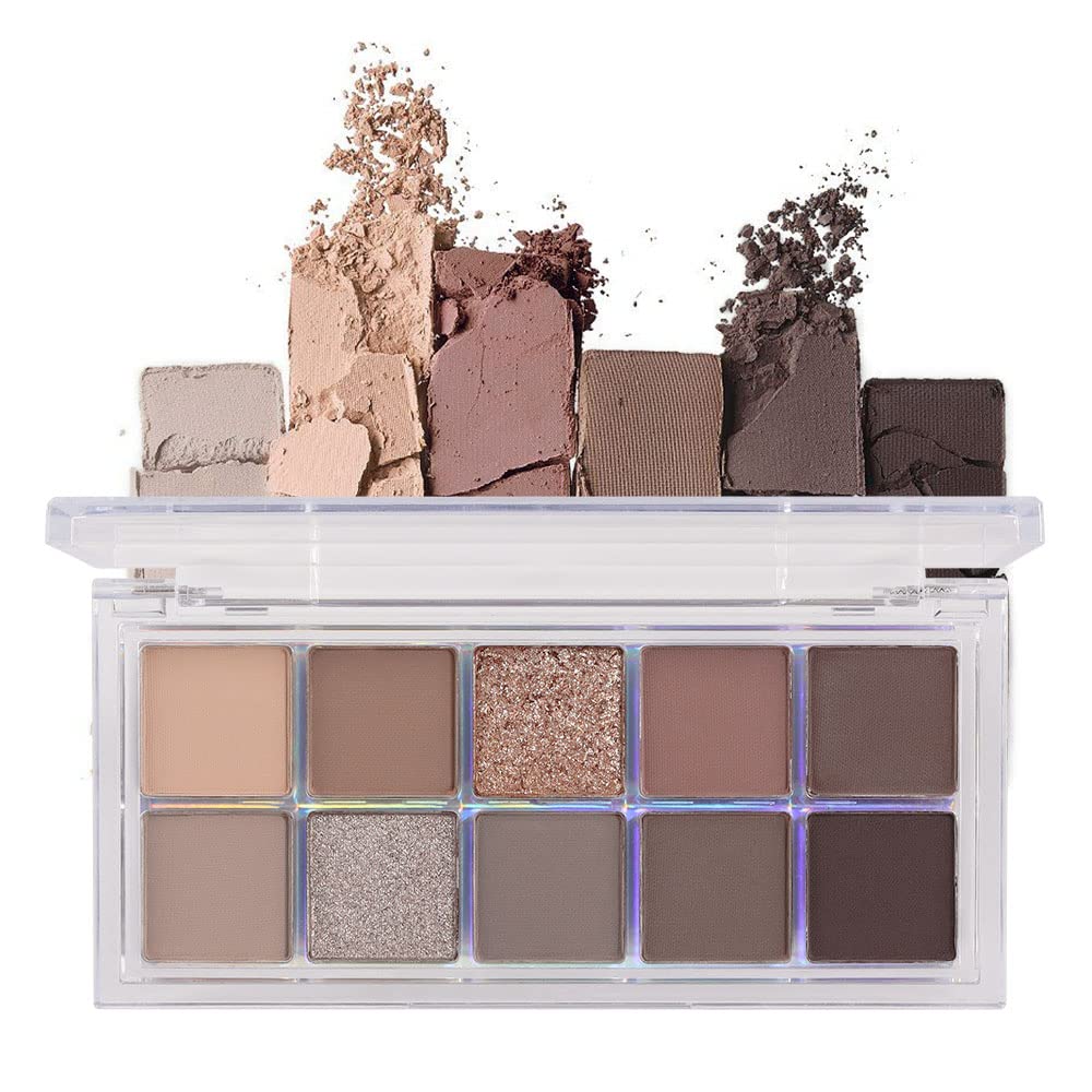 BINGBRUSH 10 värvi Tumepruun halli silmavarju alus, kõrge pigmenteeritud Matte Shimmeri silmavari, looduslik neutraalne läikiv silmavari Ultimate meikpalett, vibrant Make Up Pallets Kit