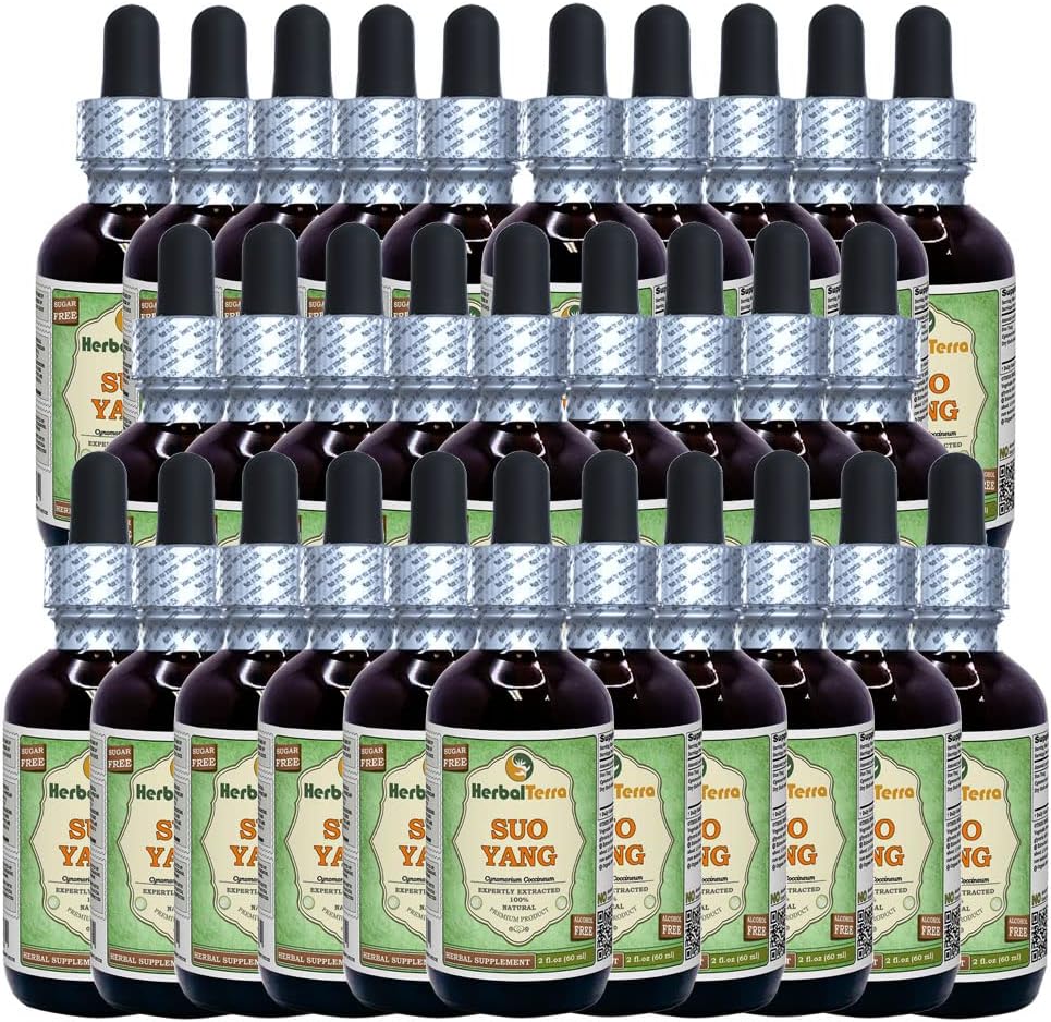 SUO Yang (Cynomorium coccineum) Glycerite, Dried Herb Alcohol-free Vedel Extract (Brand Name: HerbalTerra, Proudly Made in USA) 30x2 fl.oz (30x60 ml)
