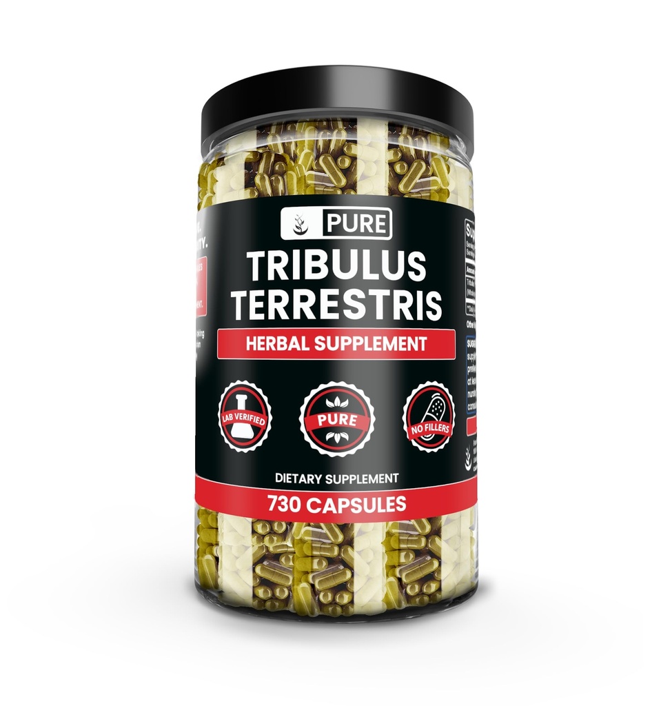 Puhas originaalkoostisosa Tribulus terrestris, ei magneesiumi ega riisi täiteaineid, alati puhas, laboris kinnitatud (730 kapslit)
